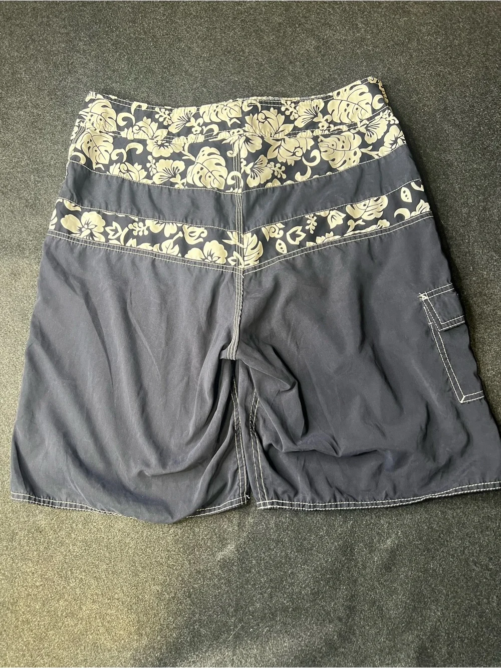 Y2K Quicksilver Blue Board Swim Trunks Beach Shorts Mens Size 34 Hawaiian Style